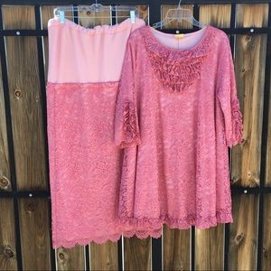 3x Zadie B’s rose colored “Cheramy” top & skirt